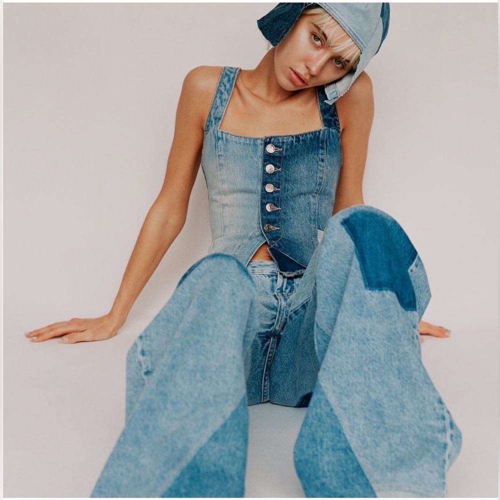 Zara Jeans patchwork vest